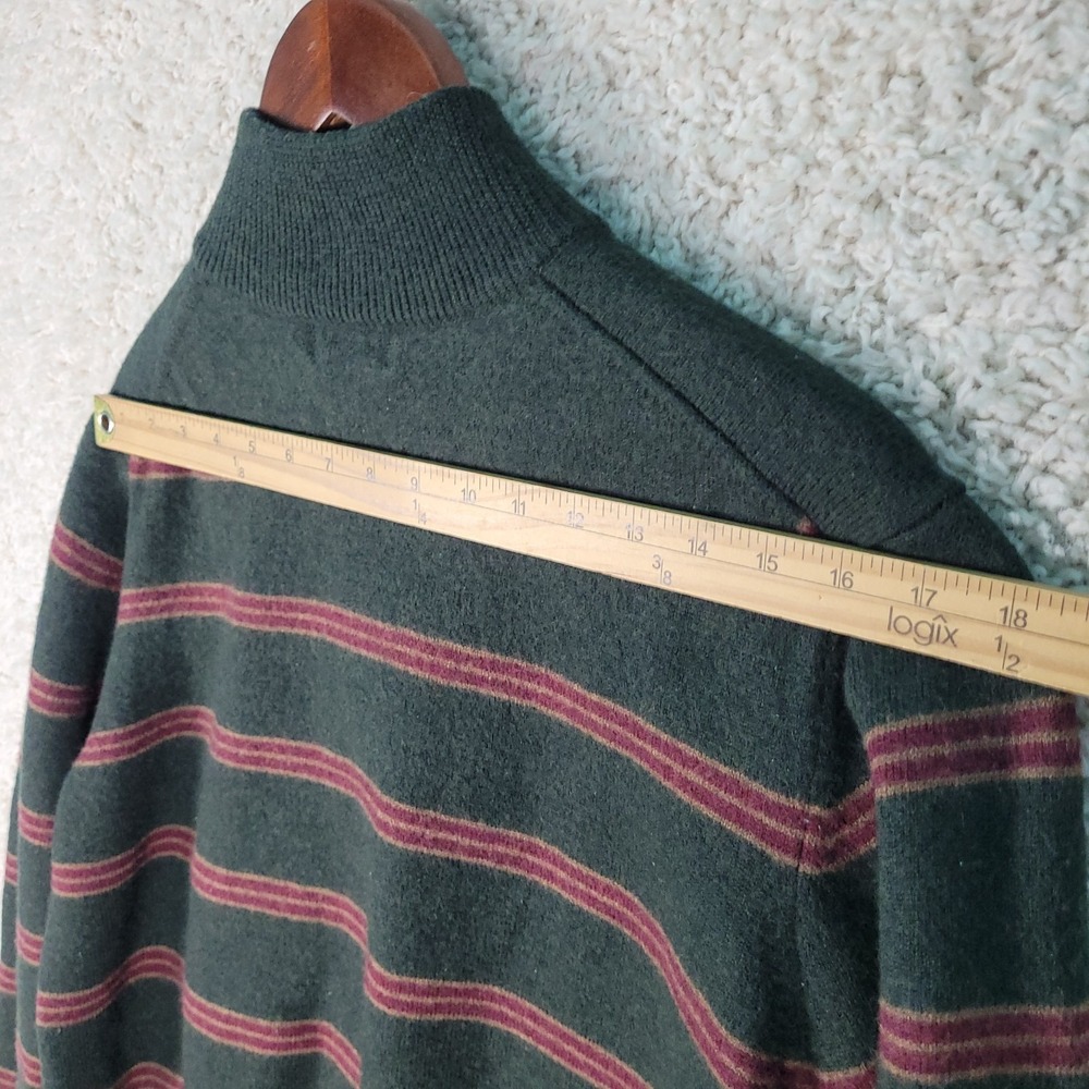 Vintage Brooks Brothers Sweater Men's M* 1/4 Zip 100% Merino Wool Green Striped - Picture 3 of 8